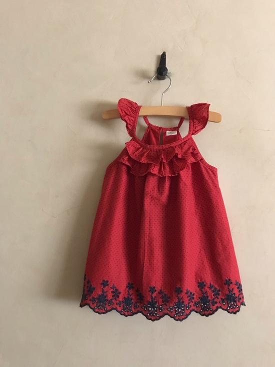 GAP Other - Red Ruffled Girl's Top with Embroidered Navy Hem